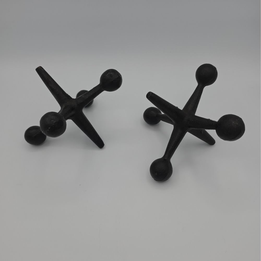 Jacks Bookend Pair Cast Iron Doorstop 6 1/2" Wide Book End Decor Black Office